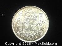 High Grade 1942 50 Cent Silver Coin Of Canada 