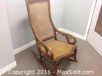Old Wicker Rocker Chair Hard Wood