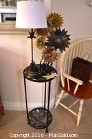 Metal Table Plant Stand, Lamp & More -A