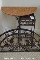 Wicker Metal Side Tables and Metal Wall Decor -B