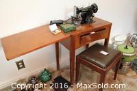 Sewing Machine, Stool And Table C