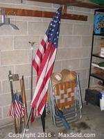 American Flags And Beach Chairs - A