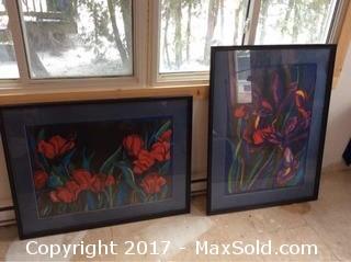 Pair Of Large Matted Print  Orchid Pictures