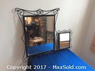 Pair Of Wrought Iron Framed Mirrors