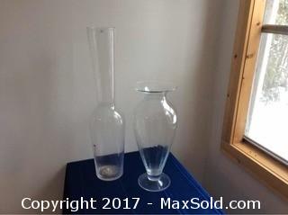 32" & 21" Tall Glass Vases