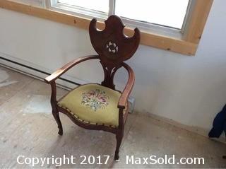 Antique Needlepoint Seat Chair