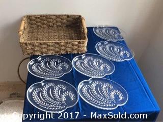 Glass Plates & Sea grass Basket