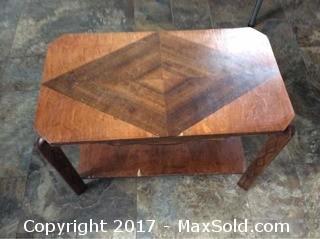 Vintage Inlaid Wood Side Table