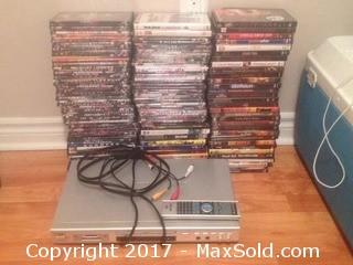 DVD Player And DVDs And Movie Posters