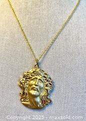 MaxSold Auction: 14k GP Portrait of Jesus on Sterling Gold Tone Necklace - Maple Shade (New Jersey, USA) SELLER MANAGED Downsizing Online Auction - Martin Avenue
