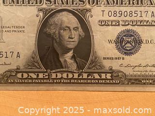 MaxSold Auction: 1957 B $1 Blue Seal Silver Certificate - Maple Shade (New Jersey, USA) SELLER MANAGED Downsizing Online Auction - Martin Avenue