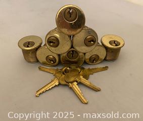 MaxSold Auction: 8 Identically Keyed Brass Mortise Cylinder Locks with 5 Keys - Maple Shade (New Jersey, USA) SELLER MANAGED Downsizing Online Auction - Martin Avenue