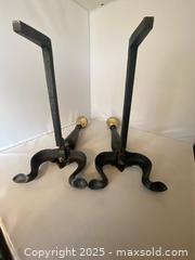MaxSold Auction: Federal Style MCM Cast Iron Wrought and Brass Finial Fireplace Andirons - Maple Shade (New Jersey, USA) SELLER MANAGED Downsizing Online Auction - Martin Avenue