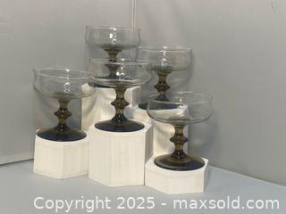 MaxSold Auction: Five MCM Smokey Libbey Champagne/Dessert Glasses - Maple Shade (New Jersey, USA) SELLER MANAGED Downsizing Online Auction - Martin Avenue