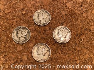 MaxSold Auction: Four Silver Mercury Dimes - Maple Shade (New Jersey, USA) SELLER MANAGED Downsizing Online Auction - Martin Avenue