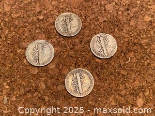 MaxSold Auction: Four Silver Mercury Dimes - Maple Shade (New Jersey, USA) SELLER MANAGED Downsizing Online Auction - Martin Avenue