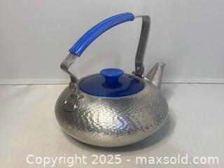 MaxSold Auction: MCM Japanese Silver Tone with Blue Aluminum Teapot - Maple Shade (New Jersey, USA) SELLER MANAGED Downsizing Online Auction - Martin Avenue
