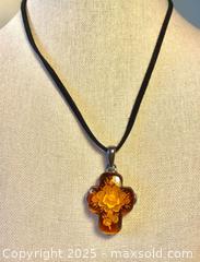 MaxSold Auction: Reverse Carved Flowers Baltic Amber Resin Cross with Sterling  - Maple Shade (New Jersey, USA) SELLER MANAGED Downsizing Online Auction - Martin Avenue