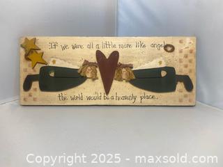 MaxSold Auction: Signed Folk Art Wood Angel Wall Plaque - Maple Shade (New Jersey, USA) SELLER MANAGED Downsizing Online Auction - Martin Avenue