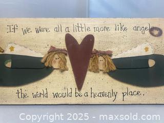 MaxSold Auction: Signed Folk Art Wood Angel Wall Plaque - Maple Shade (New Jersey, USA) SELLER MANAGED Downsizing Online Auction - Martin Avenue