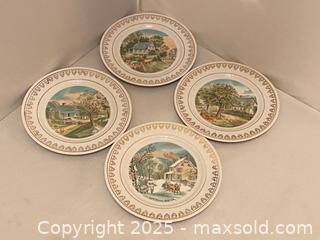 MaxSold Auction: Vintage 4 Seasons Currier & Ives Country Scenes Plates  - Maple Shade (New Jersey, USA) SELLER MANAGED Downsizing Online Auction - Martin Avenue