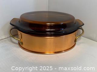 MaxSold Auction: Vintage Copper Based Amber Anchor Hocking 1.5 Qt Lidded Casserole - Maple Shade (New Jersey, USA) SELLER MANAGED Downsizing Online Auction - Martin Avenue