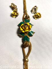 MaxSold Auction: Vintage Enamel Yellow Rose Jewelry Set - Maple Shade (New Jersey, USA) SELLER MANAGED Downsizing Online Auction - Martin Avenue