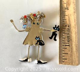 MaxSold Auction: Vintage Ganz Bros. Girl & Black Cats Pin - Maple Shade (New Jersey, USA) SELLER MANAGED Downsizing Online Auction - Martin Avenue