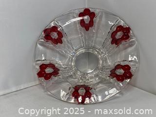 MaxSold Auction: Vintage Red Flower Design Glass Bowl - Maple Shade (New Jersey, USA) SELLER MANAGED Downsizing Online Auction - Martin Avenue