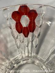 MaxSold Auction: Vintage Red Flower Design Glass Bowl - Maple Shade (New Jersey, USA) SELLER MANAGED Downsizing Online Auction - Martin Avenue