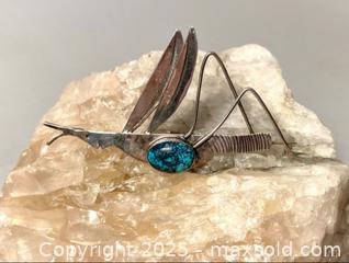 MaxSold Auction: Vintage Spiderweb Turquoise Silver Grasshopper Stickpin - Maple Shade (New Jersey, USA) SELLER MANAGED Downsizing Online Auction - Martin Avenue