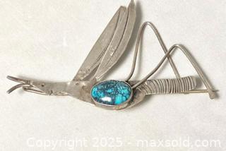 MaxSold Auction: Vintage Spiderweb Turquoise Silver Grasshopper Stickpin - Maple Shade (New Jersey, USA) SELLER MANAGED Downsizing Online Auction - Martin Avenue