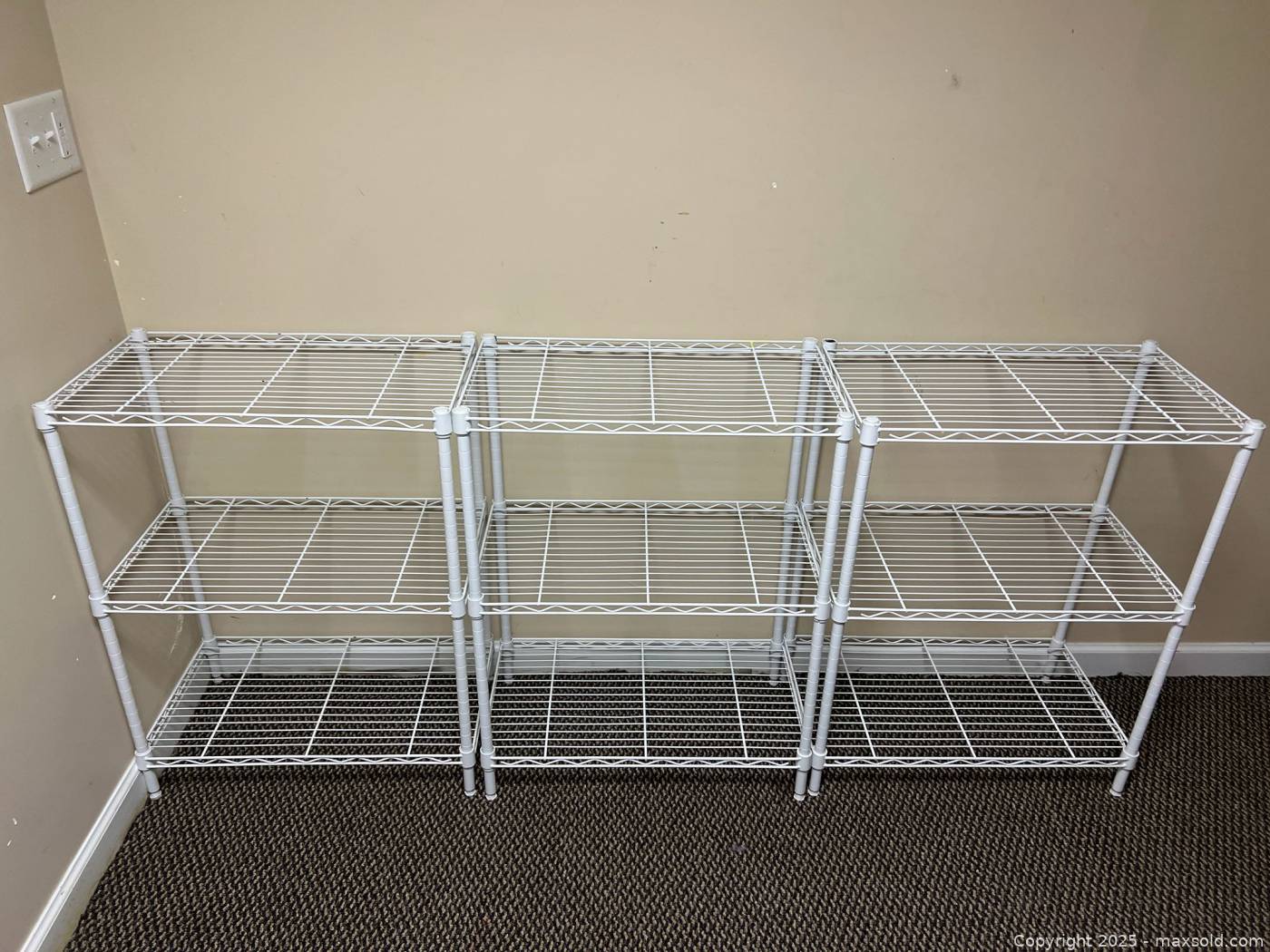 White Powder-Coated Metal Wire Shelving Units, 9 Shelves | Sudbury ...