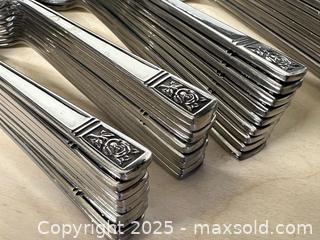 MaxSold Auction: International Deluxe Stainless Flatware. American Rose. 63pc - Toronto (Ontario, Canada) SELLER MANAGED Estate Sale Online Auction - Roxton Road