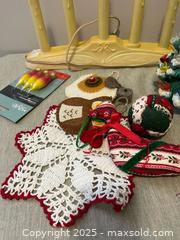 MaxSold Auction: Vintage Ceramic Christmas Tree Light &#38; Handmade Cloth Ornaments / Decorations  - Toronto (Ontario, Canada) SELLER MANAGED Estate Sale Online Auction - Roxton Road