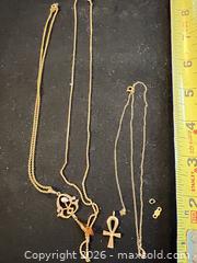 MaxSold Auction: 14K Yellow Gold Ankh Pendant Necklace with Filigree and Stone - Ashland (Massachusetts, USA) PARTNER MANAGED Downsizing Online Auction - Old Connecticut Path