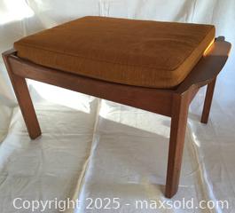 MaxSold Auction: Norwegian “Solid” Teak Ottoman w/wool Cushion - Victoria (British Columbia, Canada) SELLER MANAGED Estate Sale Online Auction - Carey Road