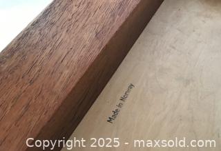 MaxSold Auction: Norwegian “Solid” Teak Ottoman w/wool Cushion - Victoria (British Columbia, Canada) SELLER MANAGED Estate Sale Online Auction - Carey Road