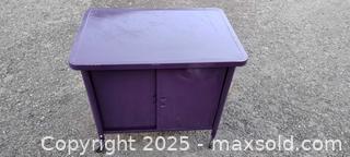 MaxSold Auction: 24-inch Purple Painted Metal Storage cabinet  - Gananoque (Ontario, Canada) SELLER MANAGED Downsizing Online Auction -  Highway 2 West(STORAGE)                      