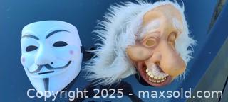 MaxSold Auction: ×2 Adult masks, V for vendetta and Einstein - Gananoque (Ontario, Canada) SELLER MANAGED Downsizing Online Auction -  Highway 2 West(STORAGE)                      