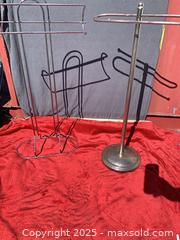 MaxSold Auction: 2 Freestanding Metal Towel Stands, Chrome/Silver Finish - Gananoque (Ontario, Canada) SELLER MANAGED Downsizing Online Auction -  Highway 2 West(STORAGE)                      