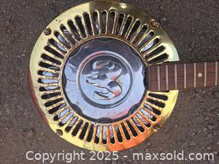 MaxSold Auction: Art Deco Guitar with Brass/Gold-Tone Coverplate, Chrome Hub - Gananoque (Ontario, Canada) SELLER MANAGED Downsizing Online Auction -  Highway 2 West(STORAGE)                      