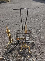 MaxSold Auction: Assorted Fireplace Accessories: Log Holder, Andirons & Tool Stand - Gananoque (Ontario, Canada) SELLER MANAGED Downsizing Online Auction -  Highway 2 West(STORAGE)                      