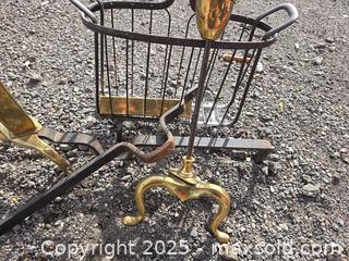 MaxSold Auction: Assorted Fireplace Accessories: Log Holder, Andirons & Tool Stand - Gananoque (Ontario, Canada) SELLER MANAGED Downsizing Online Auction -  Highway 2 West(STORAGE)                      