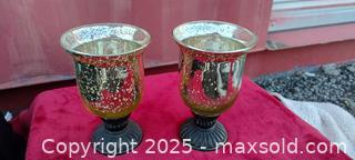 MaxSold Auction: Decorative Mercury Glass Urn Candle Holder with Metal Base - Gananoque (Ontario, Canada) SELLER MANAGED Downsizing Online Auction -  Highway 2 West(STORAGE)                      