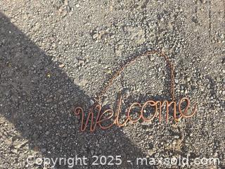 MaxSold Auction: Hanging Welcome Sign and Umbrella Wall Hooks, Copper/Black Tone - Gananoque (Ontario, Canada) SELLER MANAGED Downsizing Online Auction -  Highway 2 West(STORAGE)                      