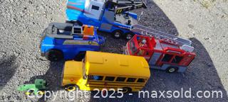 MaxSold Auction: Lot of 5 Toy Vehicles: School Bus, Fire Truck, Tow Truck, Police SUV, Tractor - Gananoque (Ontario, Canada) SELLER MANAGED Downsizing Online Auction -  Highway 2 West(STORAGE)                      