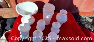 MaxSold Auction: Lot of 8 Milk Glass Hobnail Pieces - Gananoque (Ontario, Canada) SELLER MANAGED Downsizing Online Auction -  Highway 2 West(STORAGE)                      