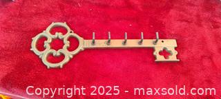 MaxSold Auction: Ornate Brass Wall-Mounted Key Rack, 5 Hooks, ~11 in - Gananoque (Ontario, Canada) SELLER MANAGED Downsizing Online Auction -  Highway 2 West(STORAGE)                      
