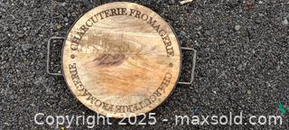 MaxSold Auction: Round 14 in Wooden Charcuterie Serving Board with Metal Stand - Gananoque (Ontario, Canada) SELLER MANAGED Downsizing Online Auction -  Highway 2 West(STORAGE)                      